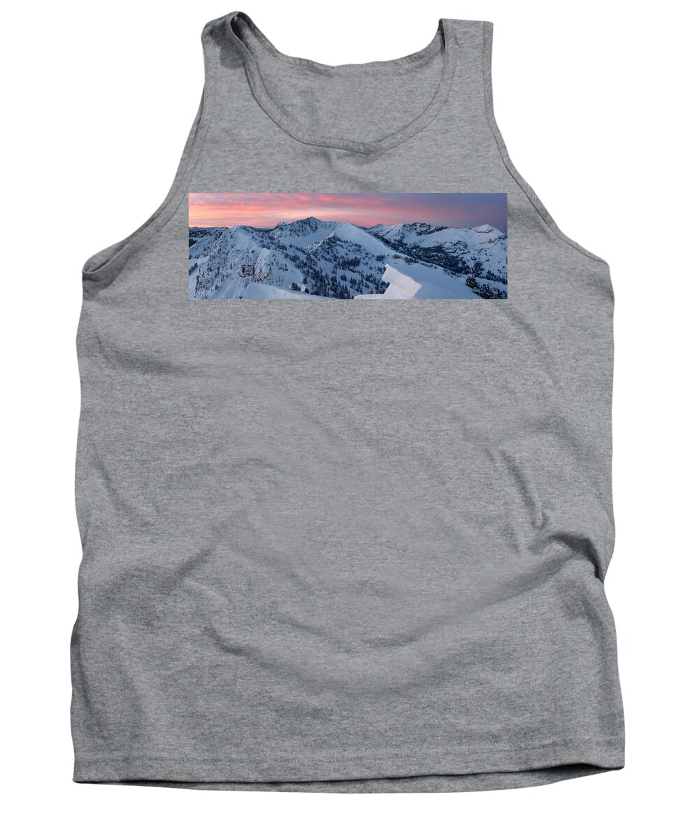 Alta Tank Top featuring the photograph Wolverine Cirque Sunrise Panoramic by Brett Pelletier