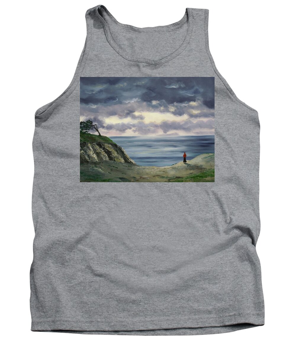 California Tank Top featuring the painting Woman in a Red Shawl by Laura Iverson