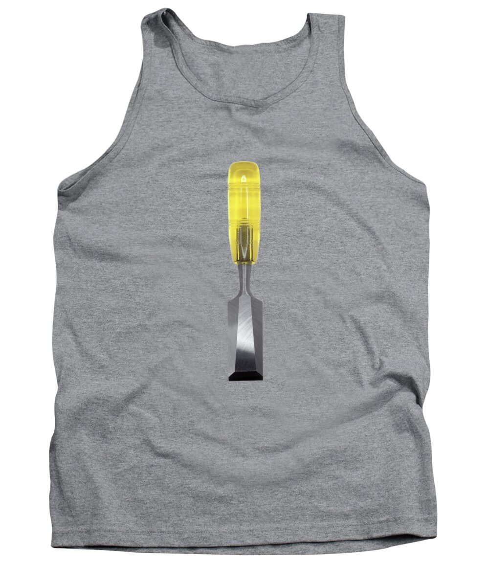 Blade Tank Top featuring the photograph Wood Chisel w Bright Yellow Plastic Handle by YoPedro