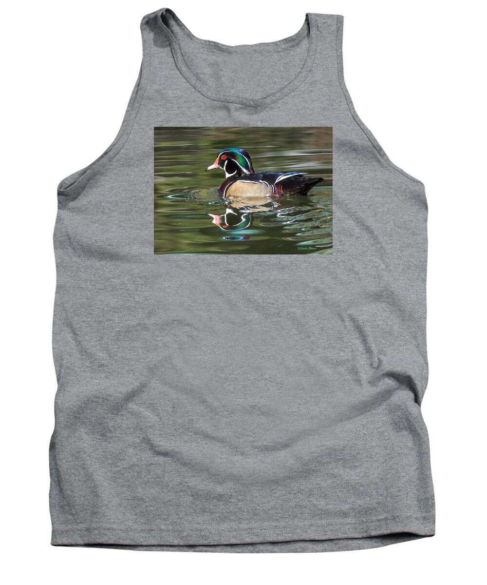Ducks Tank Top featuring the photograph Wood Duck Reflections at Sterne Park by Stephen Johnson