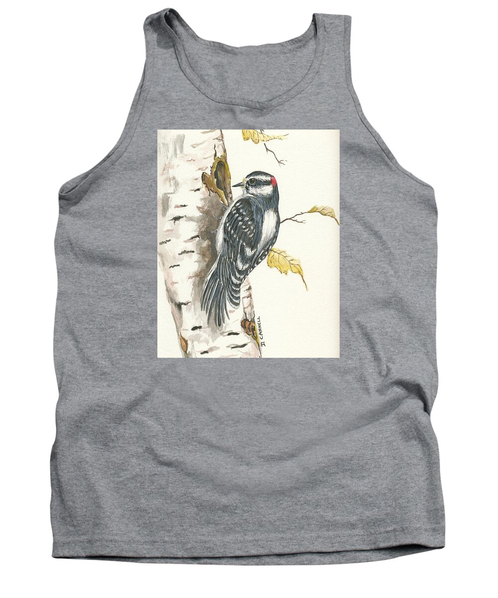 Bird Tank Top featuring the painting Woodpecker by Darren Cannell