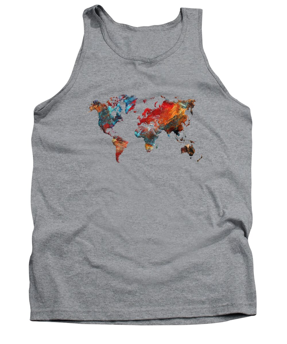 Map Of The World Tank Top featuring the digital art World Map 2020 by Justyna Jaszke JBJart