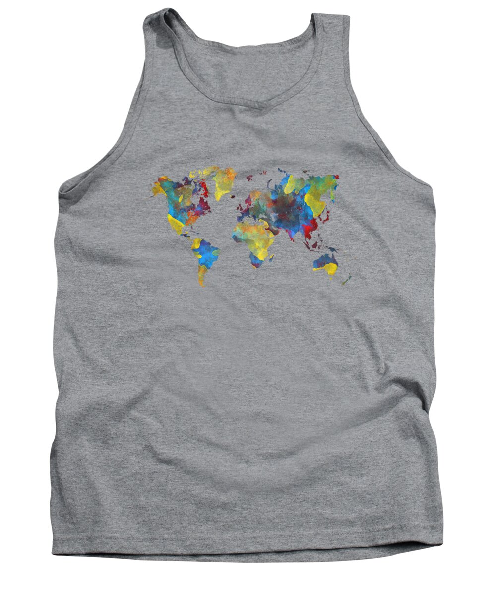 Map Of The World Tank Top featuring the digital art World Map 2050 by Justyna Jaszke JBJart