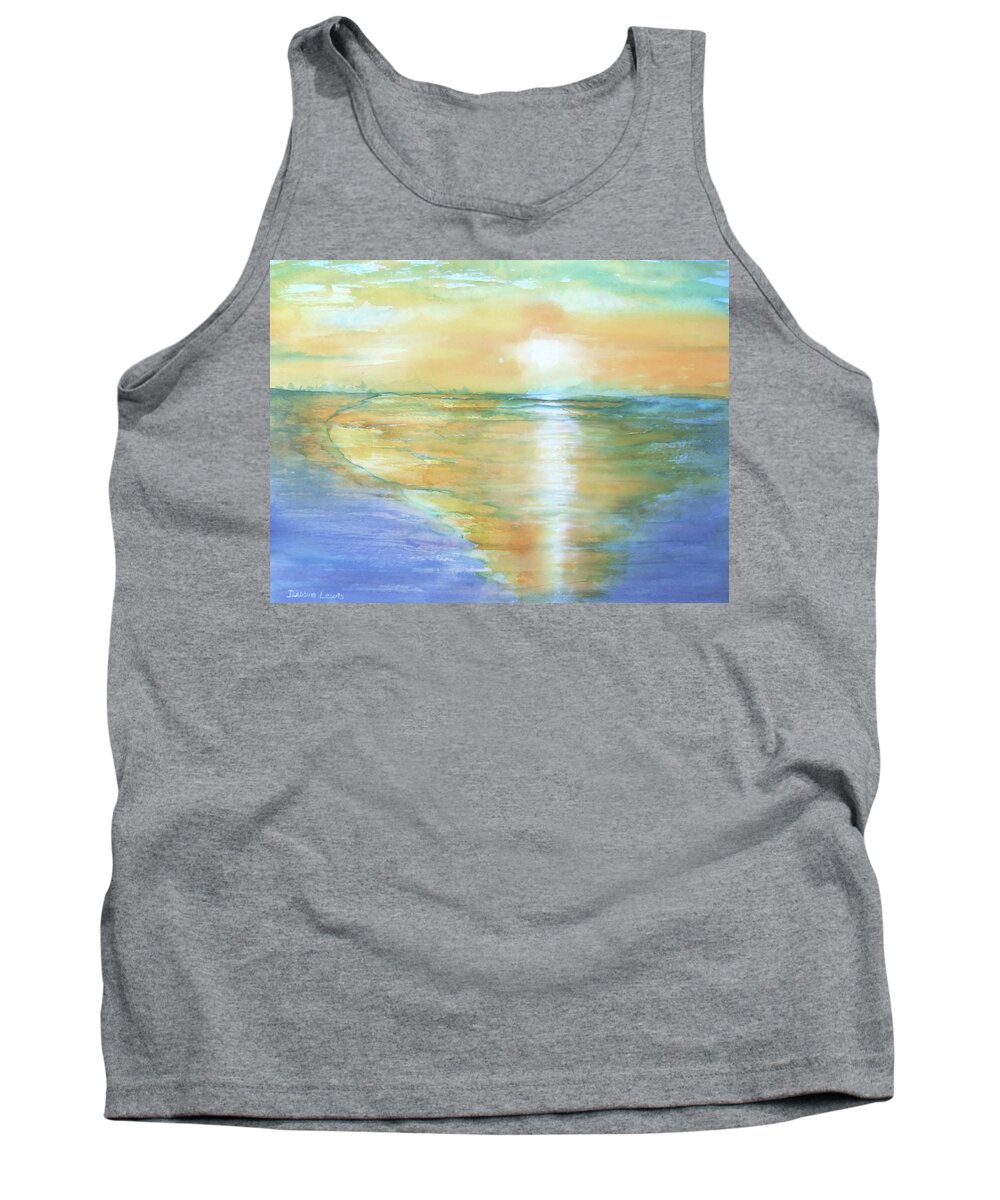 Watercolor Tank Top featuring the painting Wow Sunset by Debbie Lewis