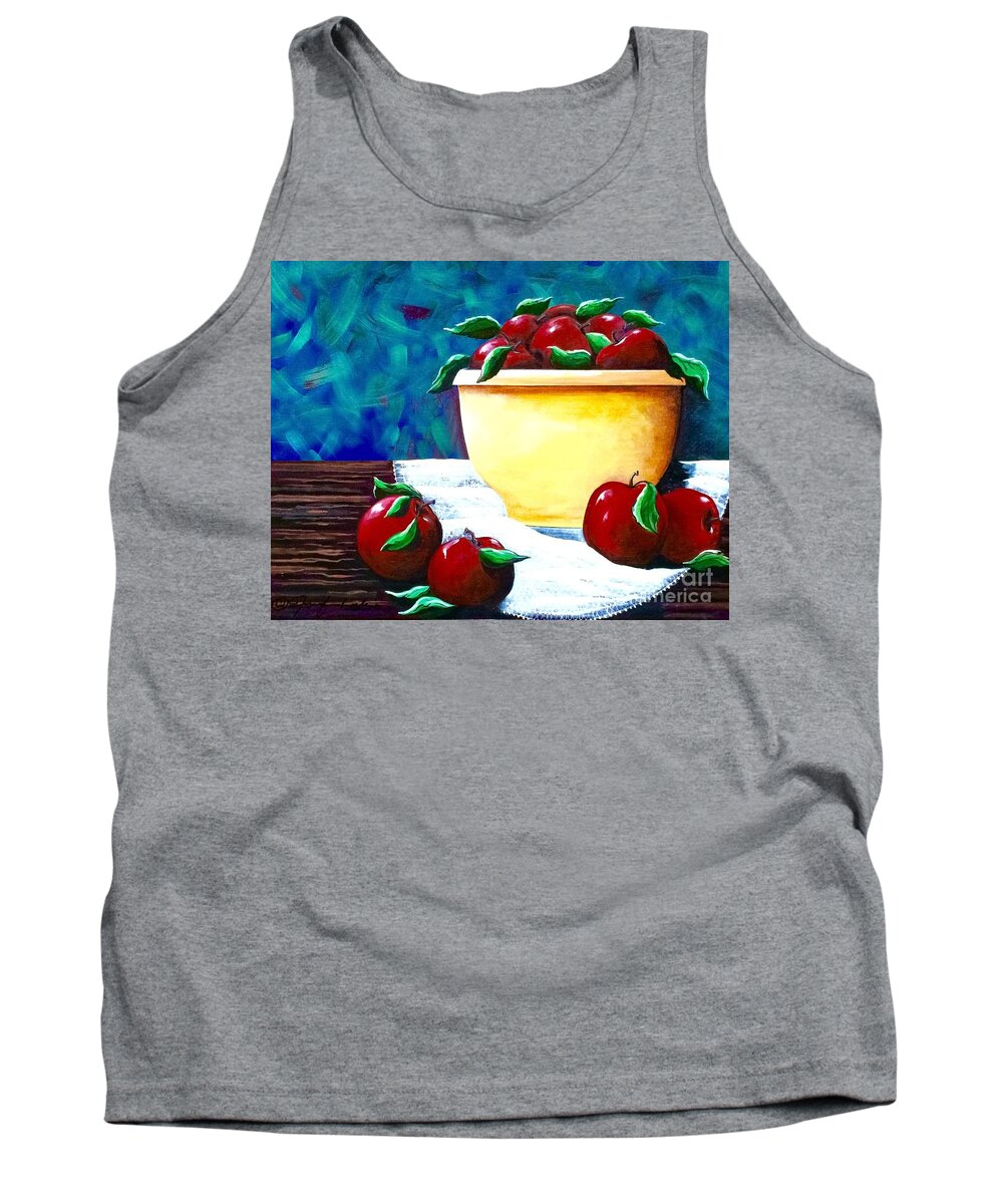 Fall Tank Top featuring the painting Yellow Bowl of Apples by Jennifer Lake