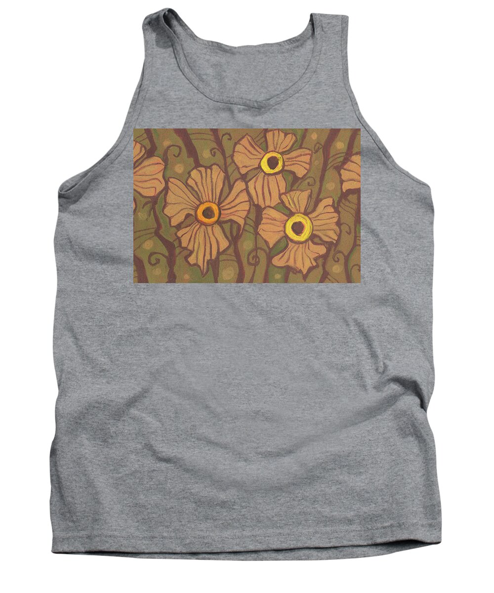 Flower Tank Top featuring the pastel Yellow-eyed flowers by Julia Khoroshikh