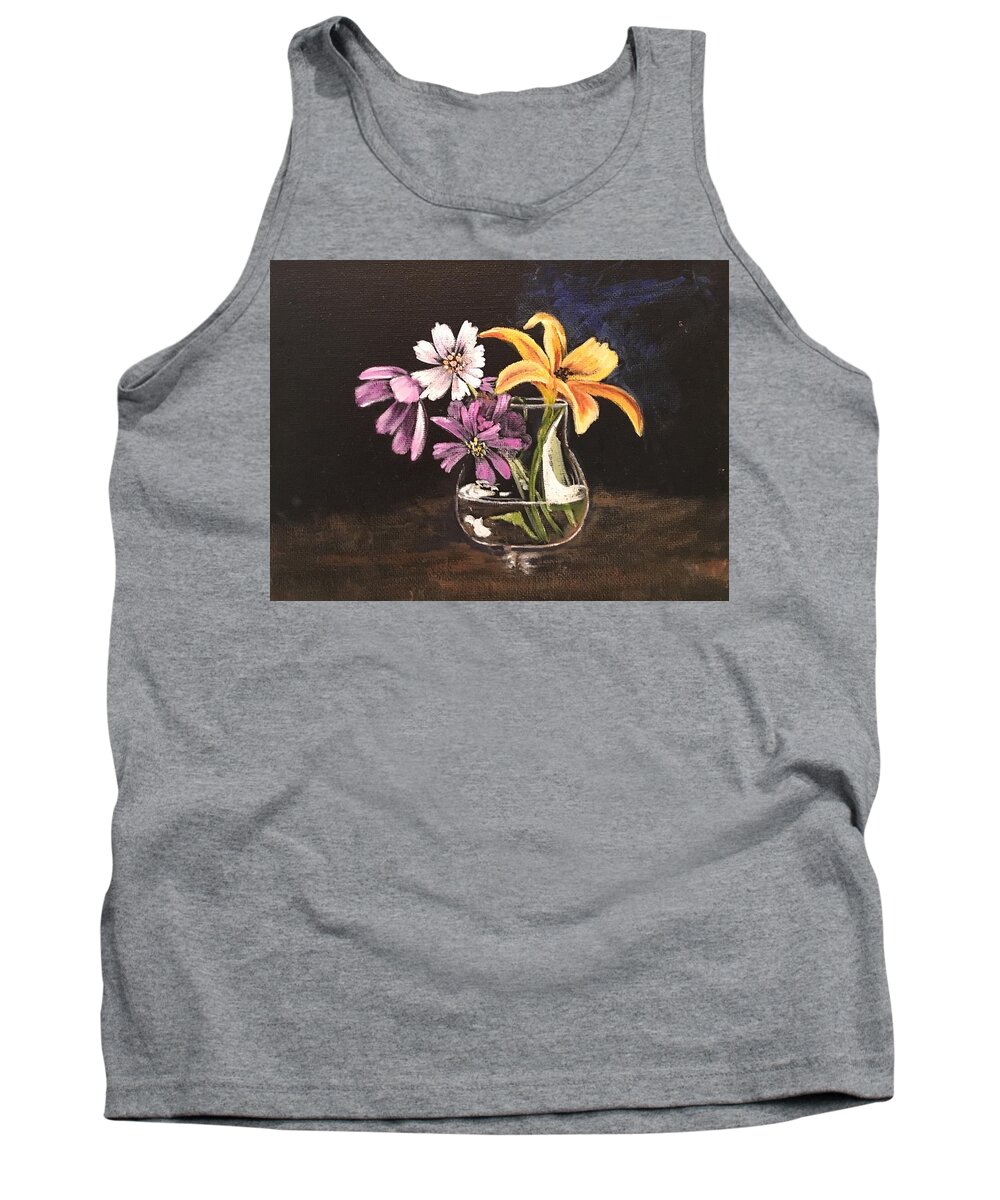 Lily's Tank Top featuring the painting Yellow Lily by Sharon Schultz