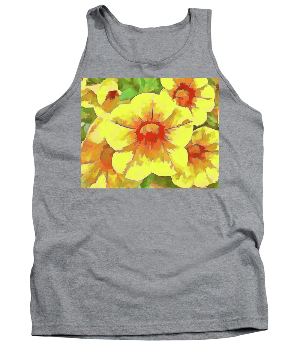 Flower Tank Top featuring the digital art Yellow Million Bells by Leslie Montgomery