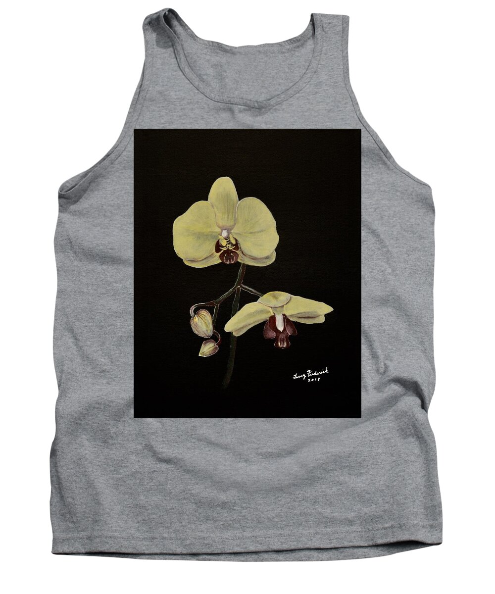 Yellow Orchid Tank Top featuring the painting Yellow Orchid by Terry Frederick