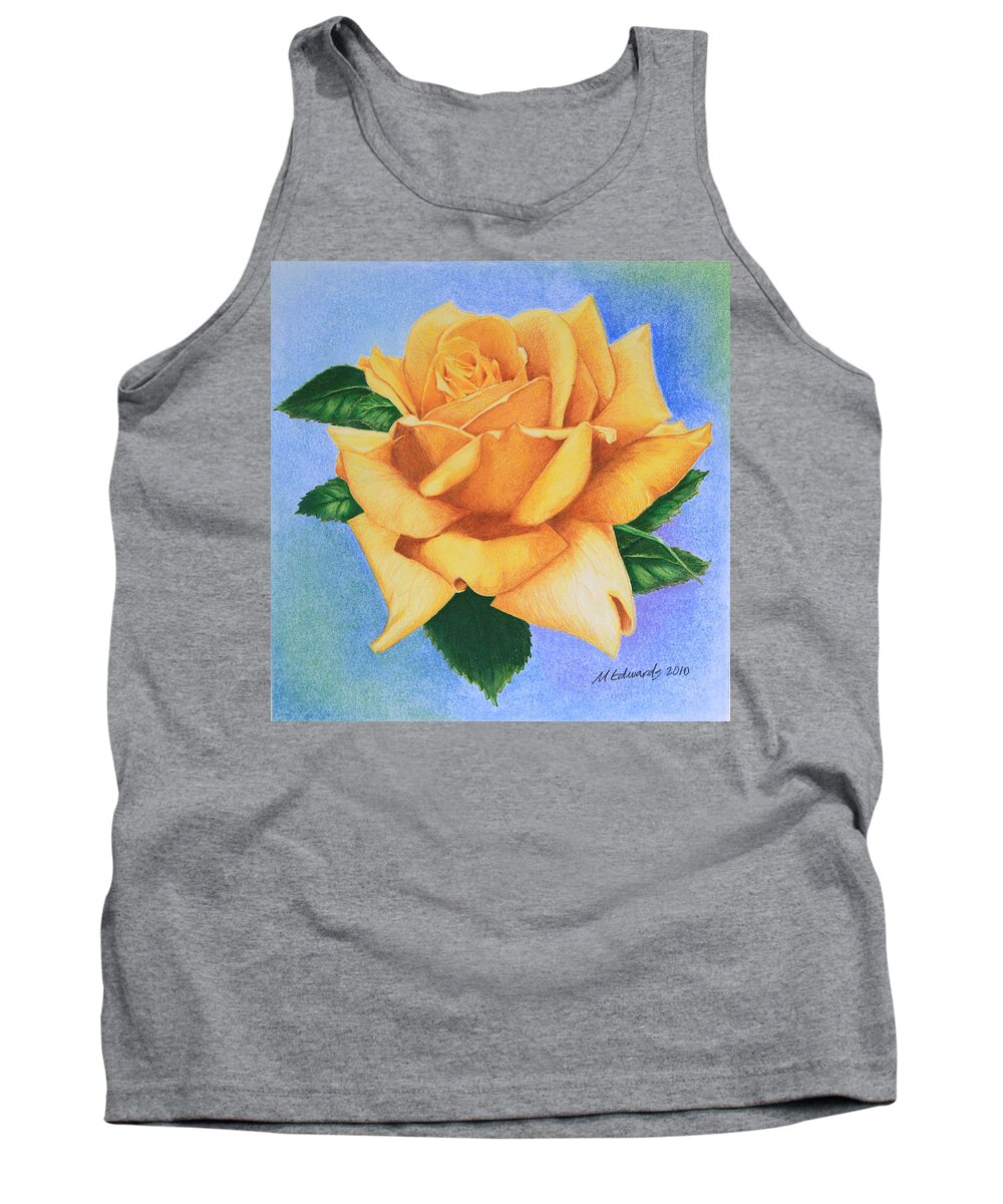 Roses Tank Top featuring the drawing Yellow Rose by Marna Edwards Flavell