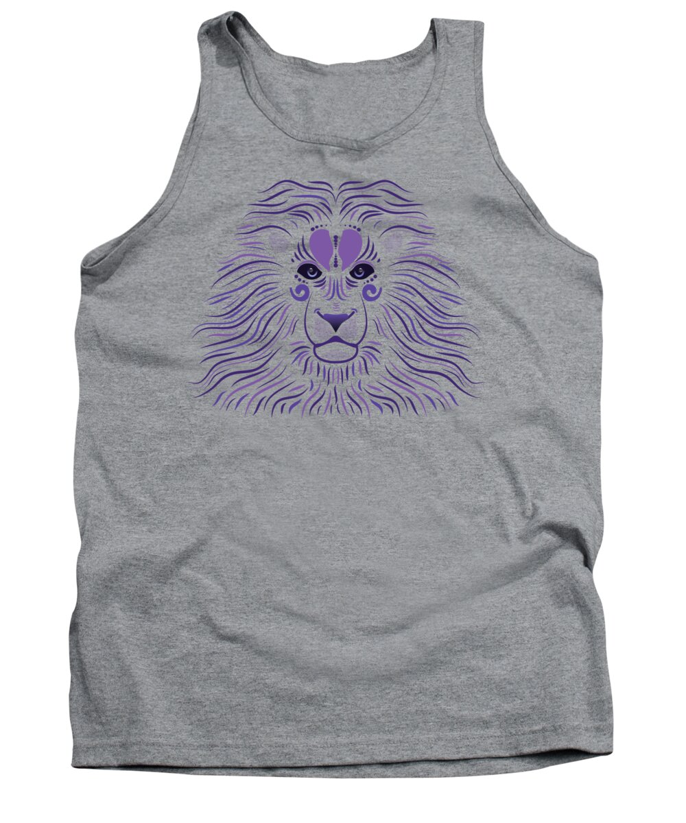 Abstract Tank Top featuring the drawing Yoni The Lion - Dark by Serena King
