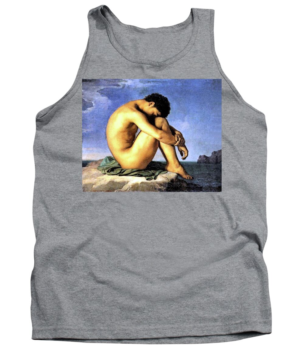 Young Man By The Sea Tank Top featuring the painting Young Man by the Sea by Hippolyte Flandrin