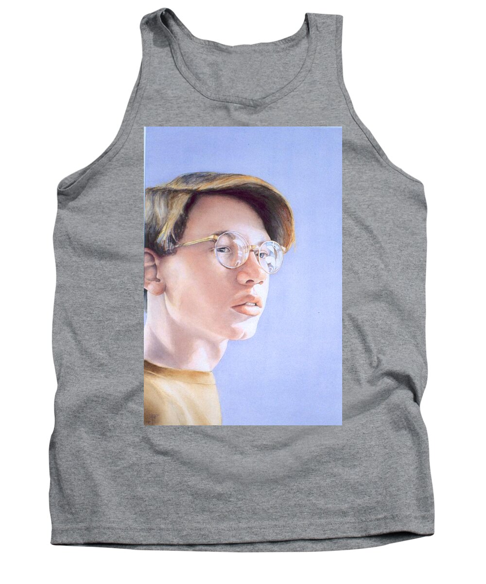 Portrait Tank Top featuring the painting Young Nate by Barbara Pease