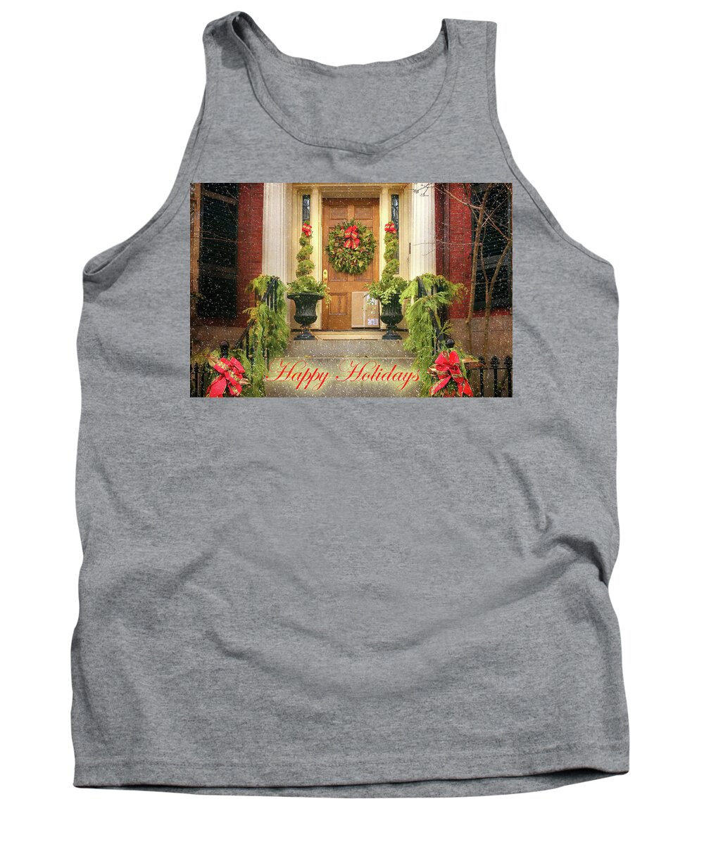 Beacon Hill Tank Top featuring the photograph Yuletide Steps to a Happy Holiday by Sylvia J Zarco
