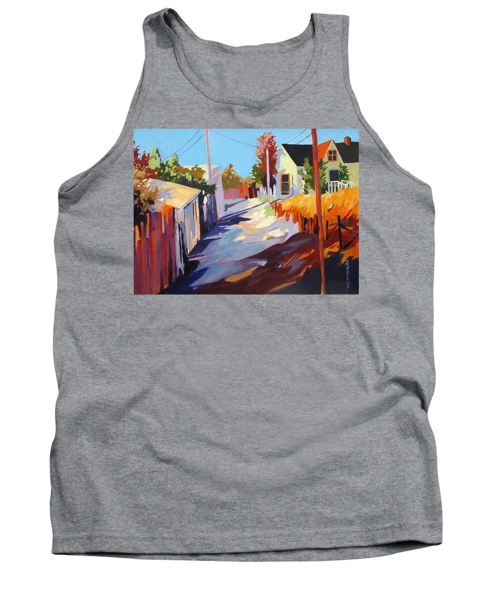 Landscape Tank Top featuring the painting Zig Zag Shadows by Rae Andrews