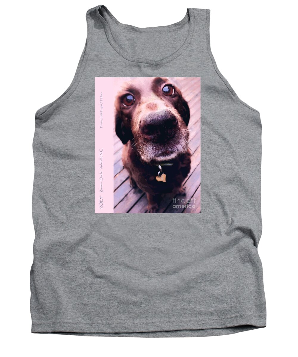 Zoey. Dog Tank Top featuring the mixed media Zoey by Zsanan Studio