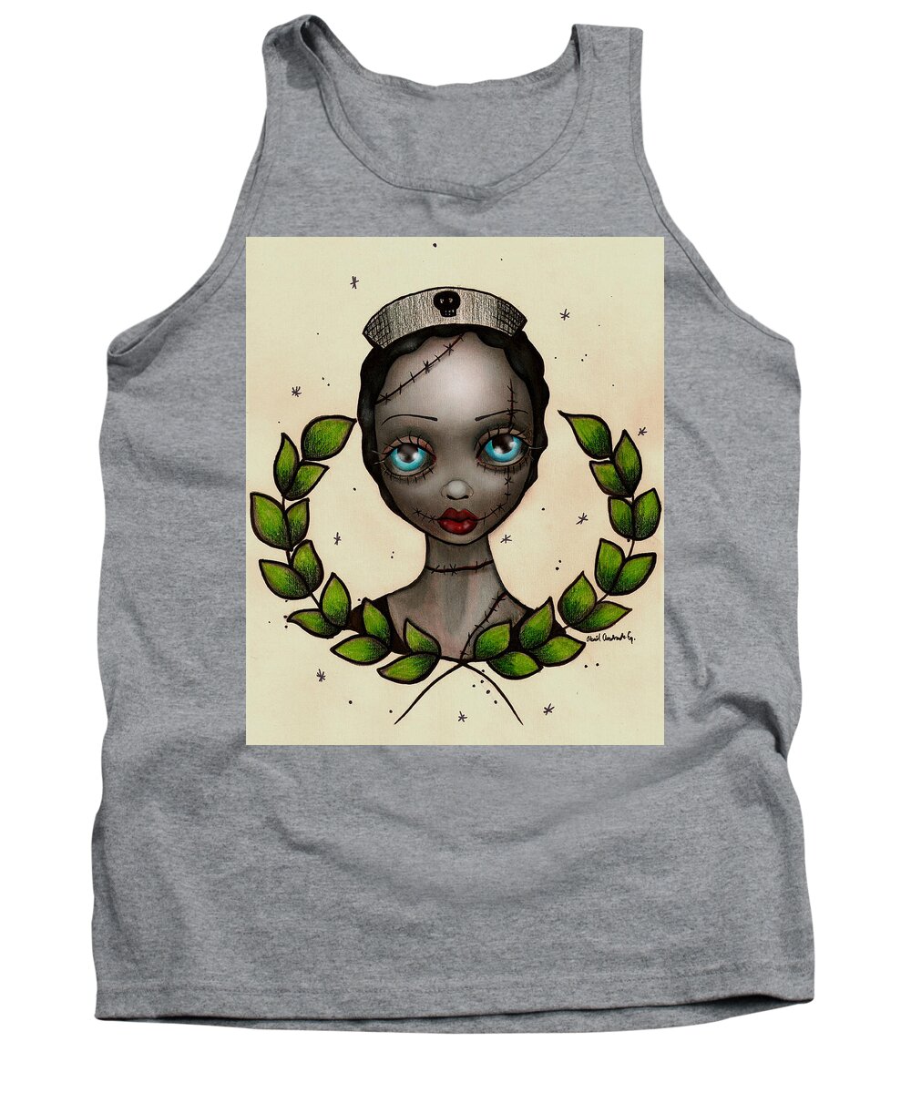 Zombie Tank Top featuring the painting Zombie Nurse by Abril Andrade