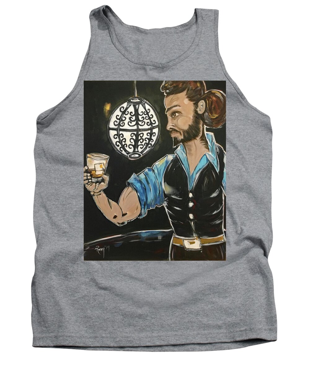 Bartender Tank Top featuring the painting A Stiff One featuring Rich #1 by Roxy Rich