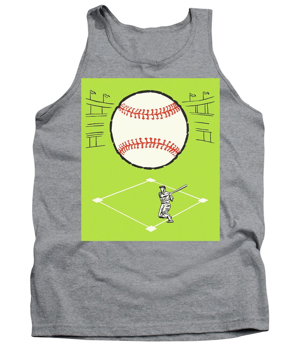 Adult Tank Top featuring the drawing Baseball Player and Ball #1 by CSA Images