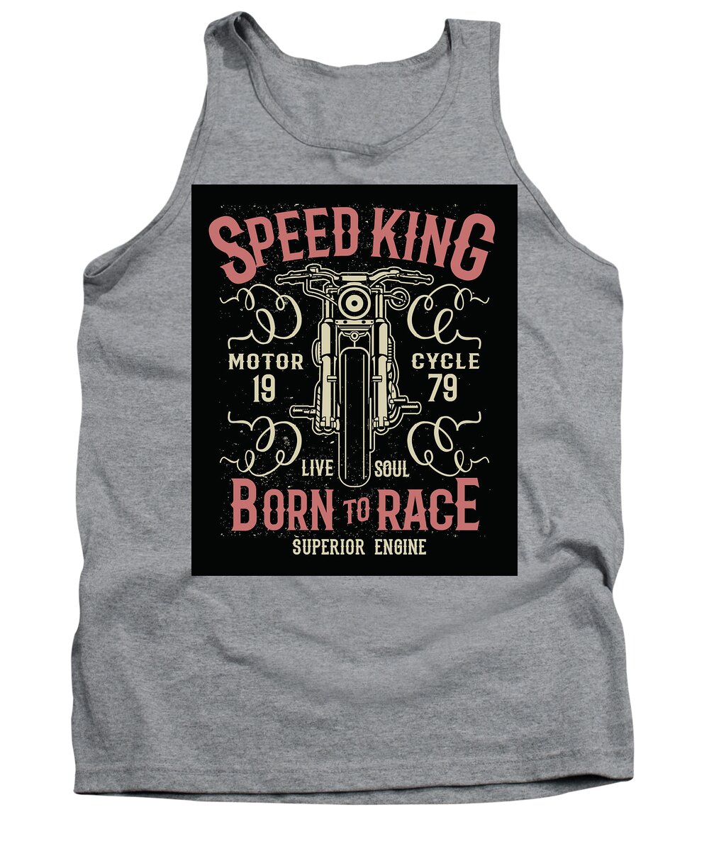 Motorcycle Tank Top featuring the digital art Born to race #2 by Long Shot
