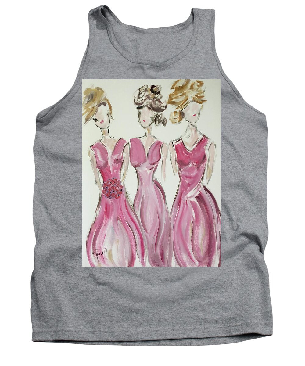 Debutante Tank Top featuring the painting Bridesmaids #1 by Roxy Rich