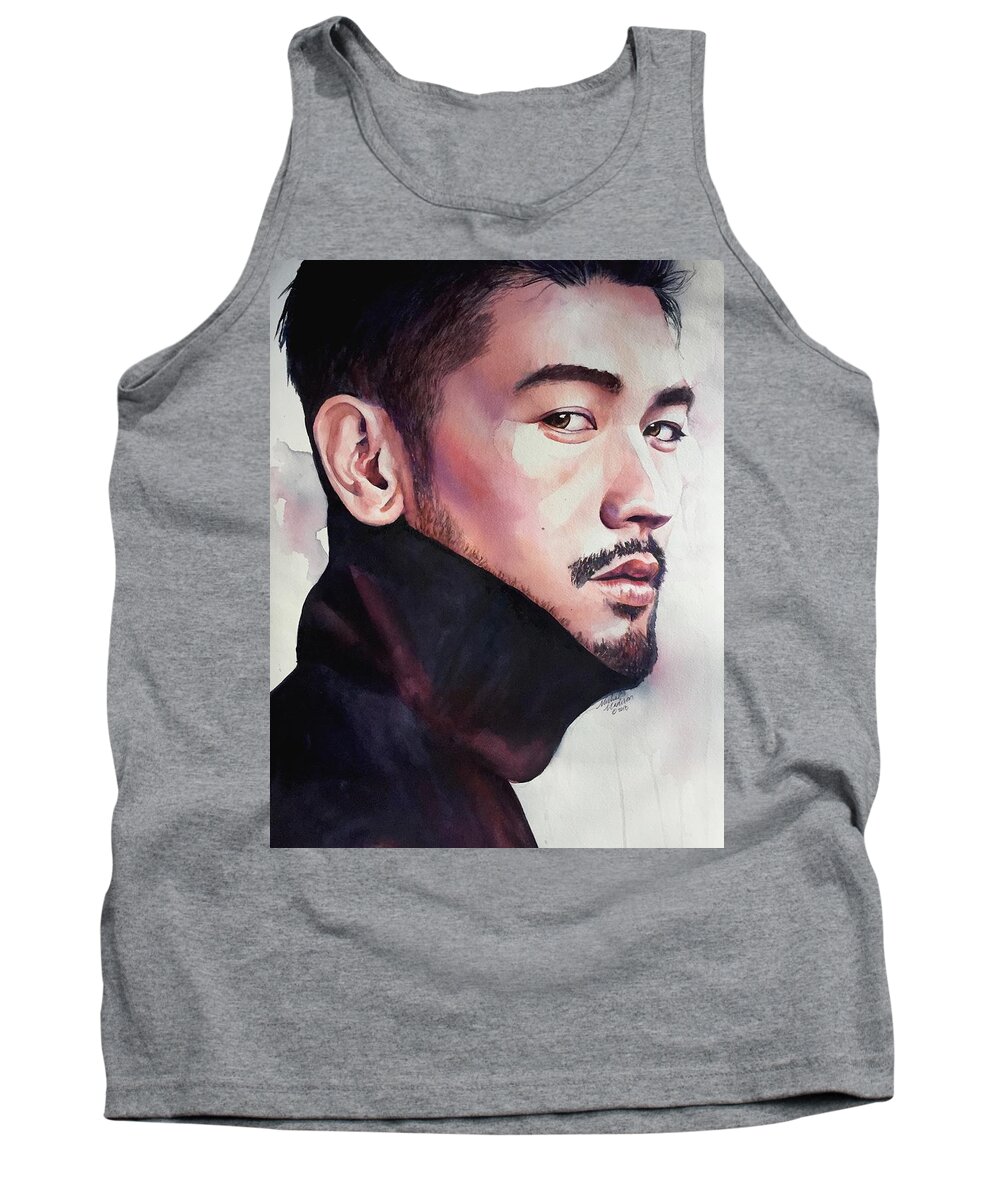 Godfrey Gao Asian Celebrity Tank Top featuring the painting Calm Confidence by Michal Madison