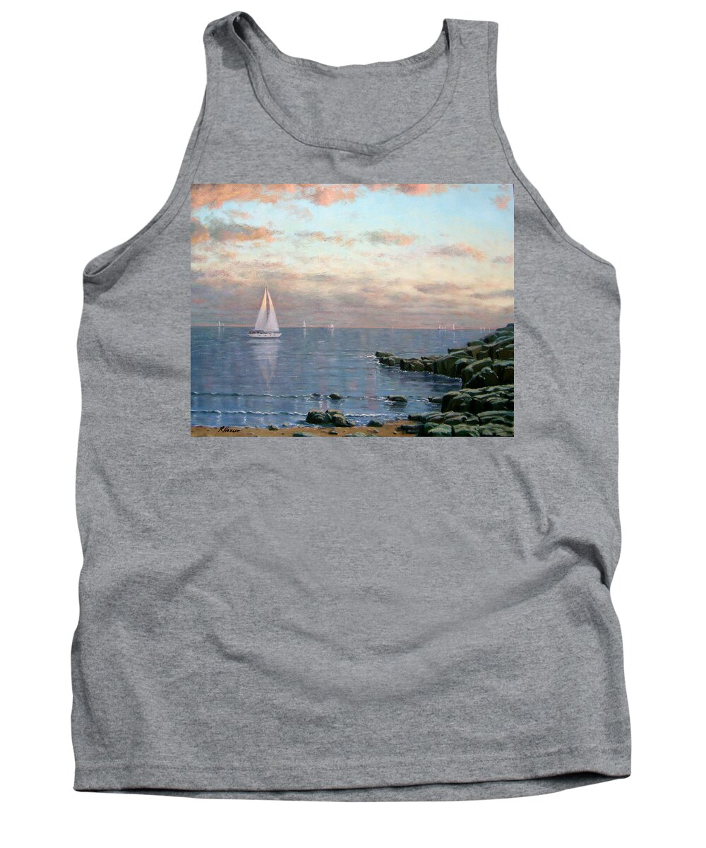 Paintings Tank Top featuring the painting Evening Sail by Rick Hansen