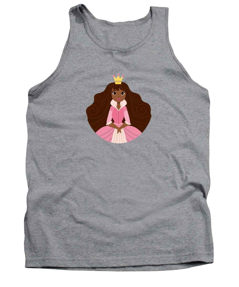 Painting Tank Top featuring the painting Fairy Tale Princess In A Green Dress With Her Story Book Castle by Little Bunny Sunshine
