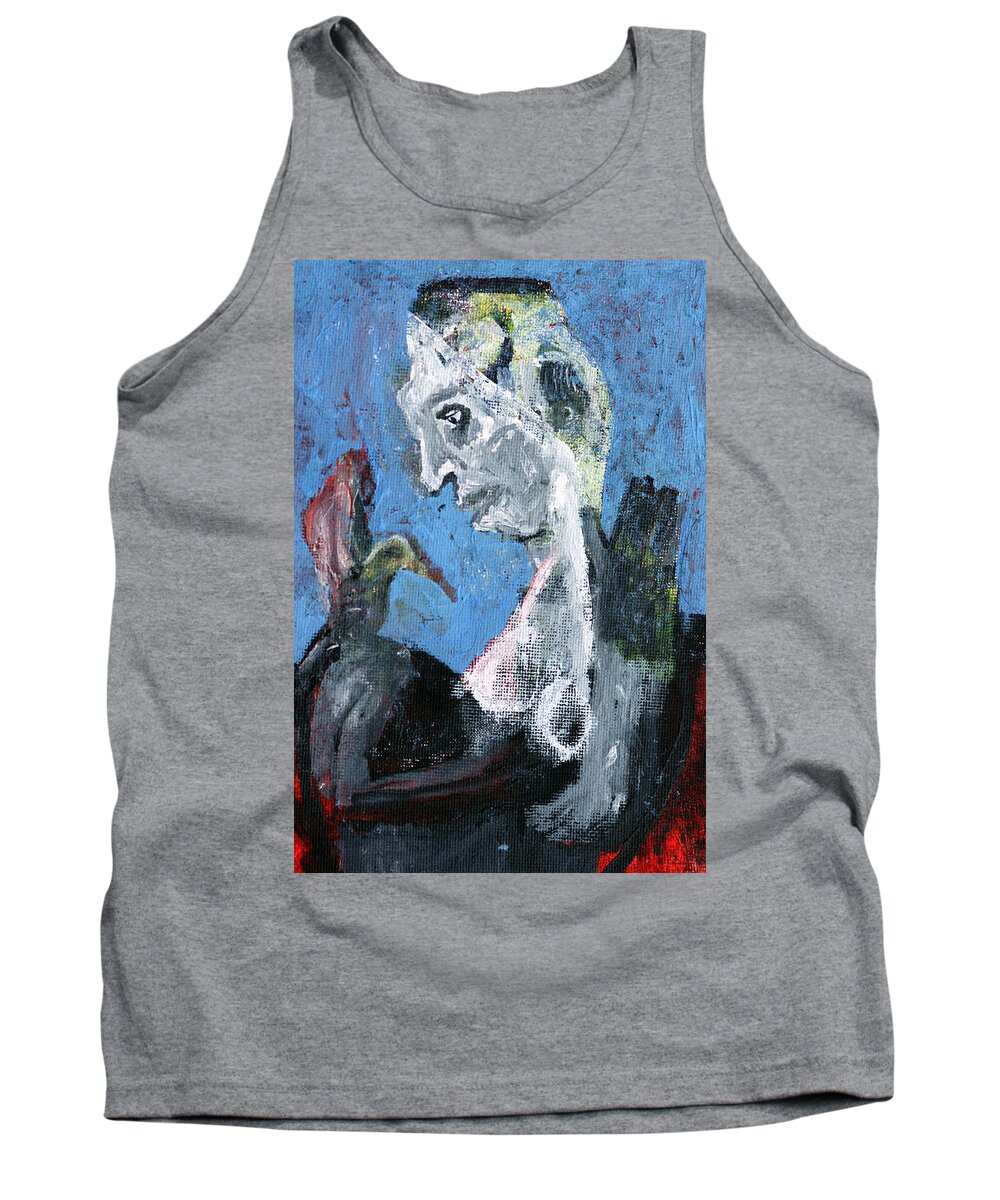 Bird Tank Top featuring the painting Portrait with a bird #1 by Edgeworth Johnstone