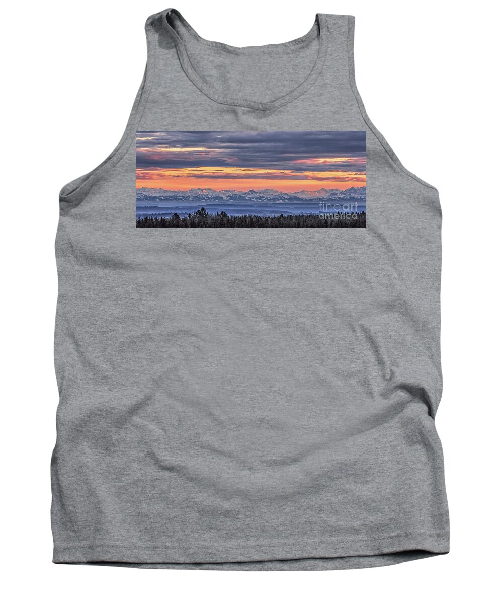 Alps Tank Top featuring the photograph Sunset over the Alps #1 by Bernd Laeschke