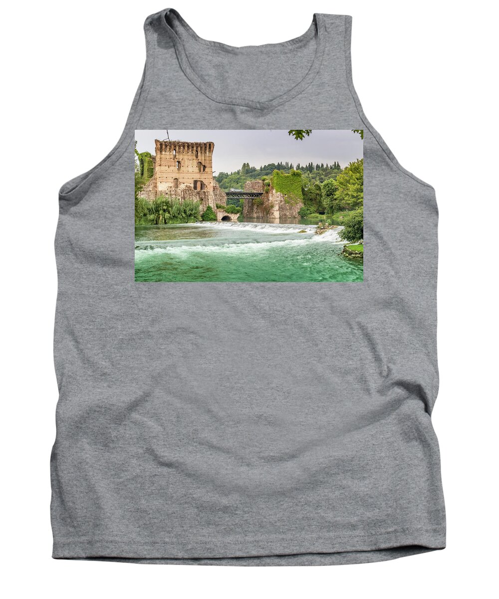 Borghetto Tank Top featuring the photograph Waters and ancient buildings of Italian medieval village #1 by Vivida Photo PC