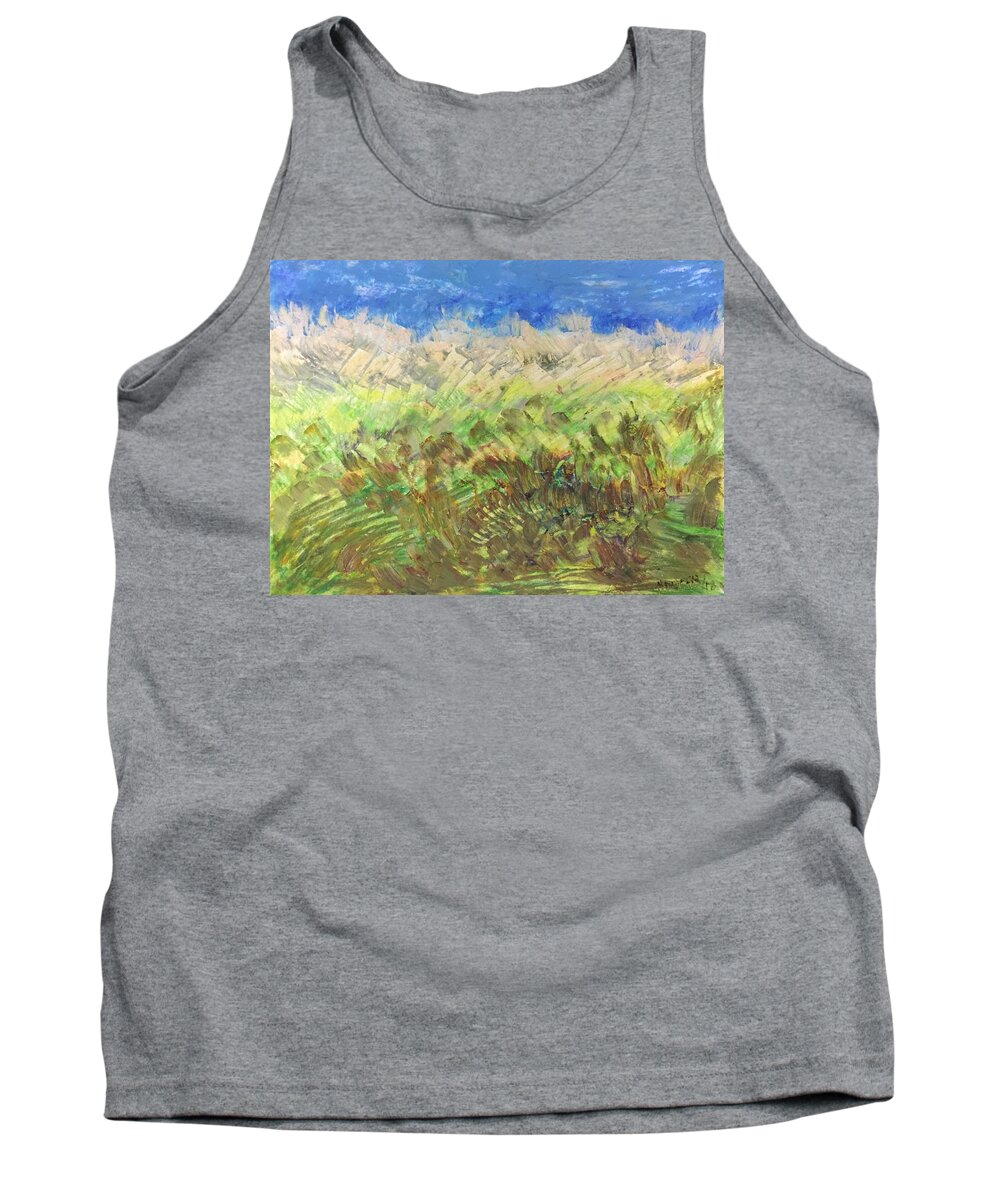 Landscape Tank Top featuring the painting Windy fields #1 by Norma Duch