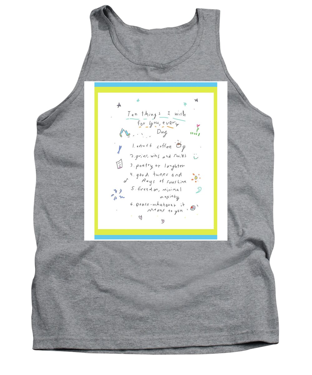 Whimsical Tank Top featuring the digital art 10 Things by Ashley Rice