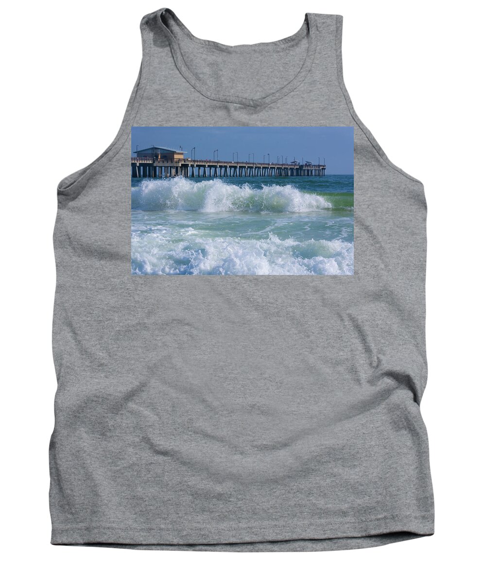 Pier Tank Top featuring the photograph 11071 Gulf Shores by Pamela Williams