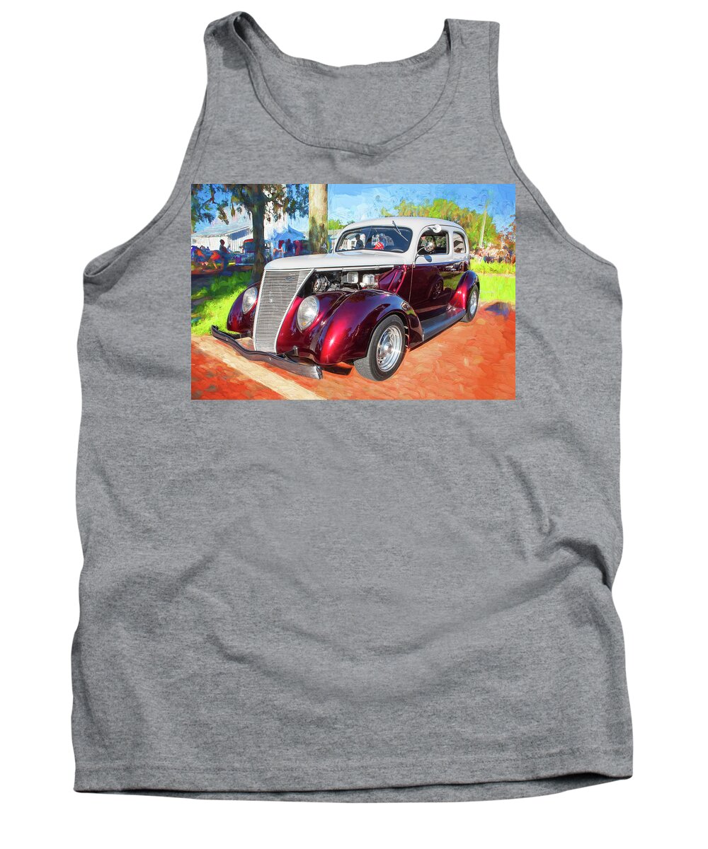 1937 Ford 2 Door Slant Back Tank Top featuring the photograph 1937 Ford 2 Door Slant back Hot Rod 11a by Rich Franco