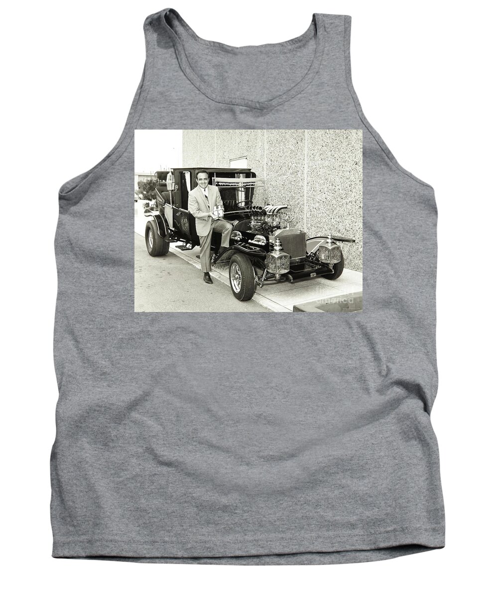 Vintage Tank Top featuring the photograph 1966 Munster Coach With Designer George Barris by Retrographs