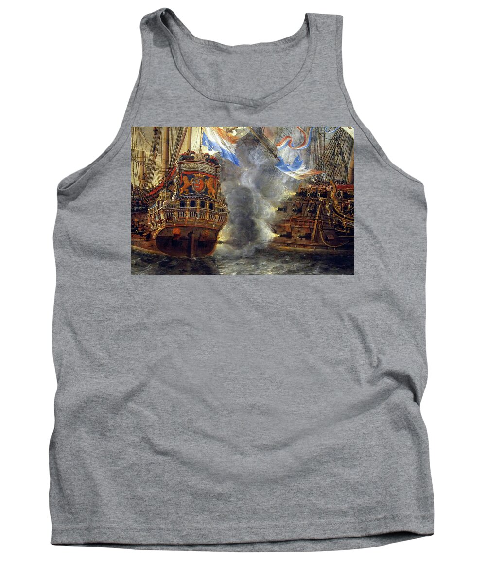 1653 Tank Top featuring the photograph Battle of Terheide painting, 1653 of the Anglo Dutch Wars #2 by Steve Estvanik