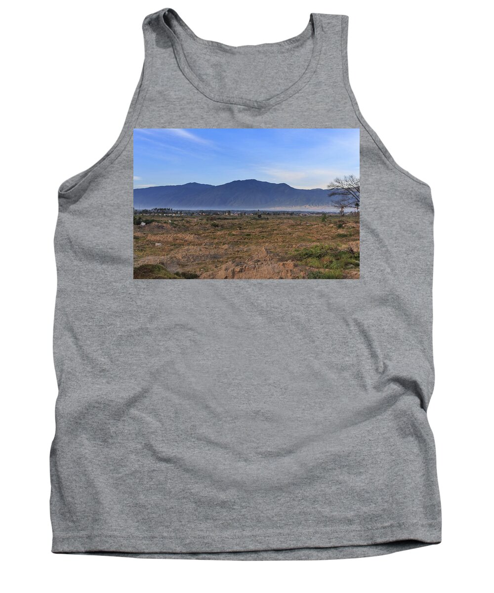  Tank Top featuring the photograph A sunny morning at the village petobo lost due to liquefaction #21 by Mangge Totok