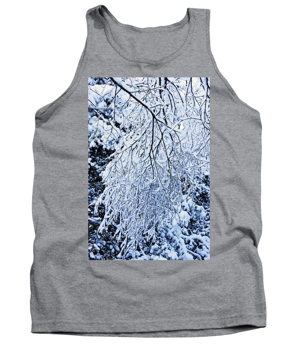 Rivington Tank Top featuring the photograph 30/01/19 RIVINGTON. Snow Covered Branches. by Lachlan Main