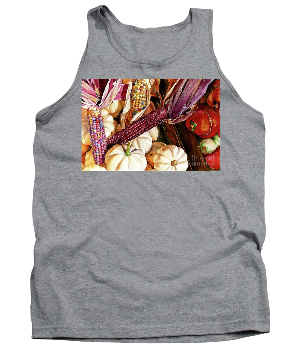 Wheatland Tank Top featuring the painting #411 Flint Corn #411 by William Lum