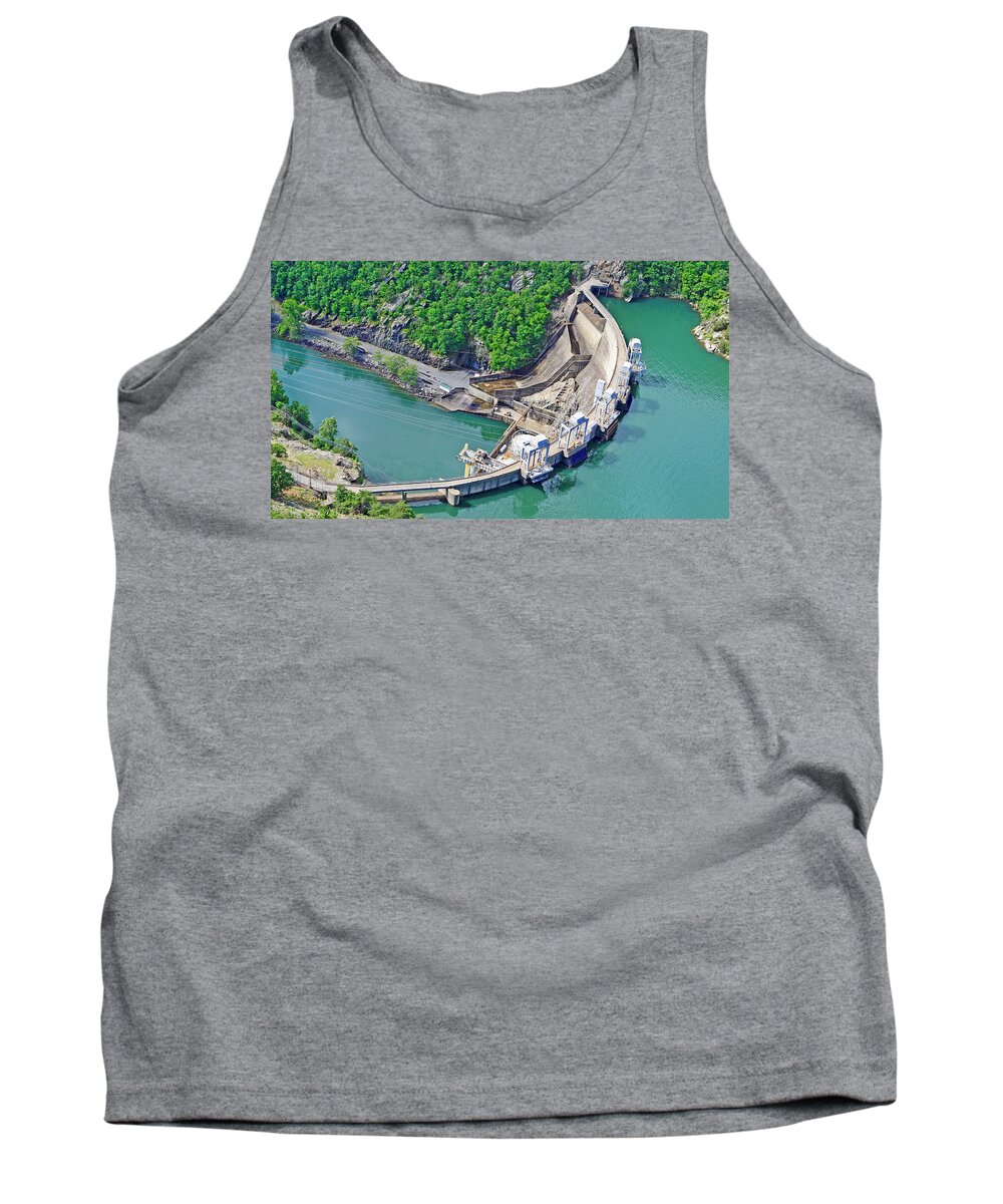 Smith Mountain Lake Dam Tank Top featuring the photograph Smith Mountain Lake Dam #5 by The James Roney Collection