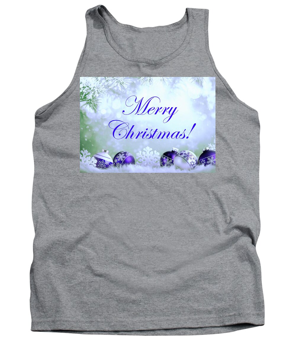 Merry Tank Top featuring the mixed media A Beautiful And Magical Merry Christmas Design by Johanna Hurmerinta