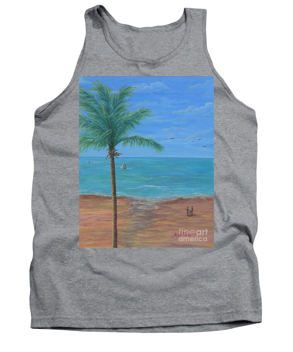 Emerald Tank Top featuring the painting A Day in Paradise by Aicy Karbstein