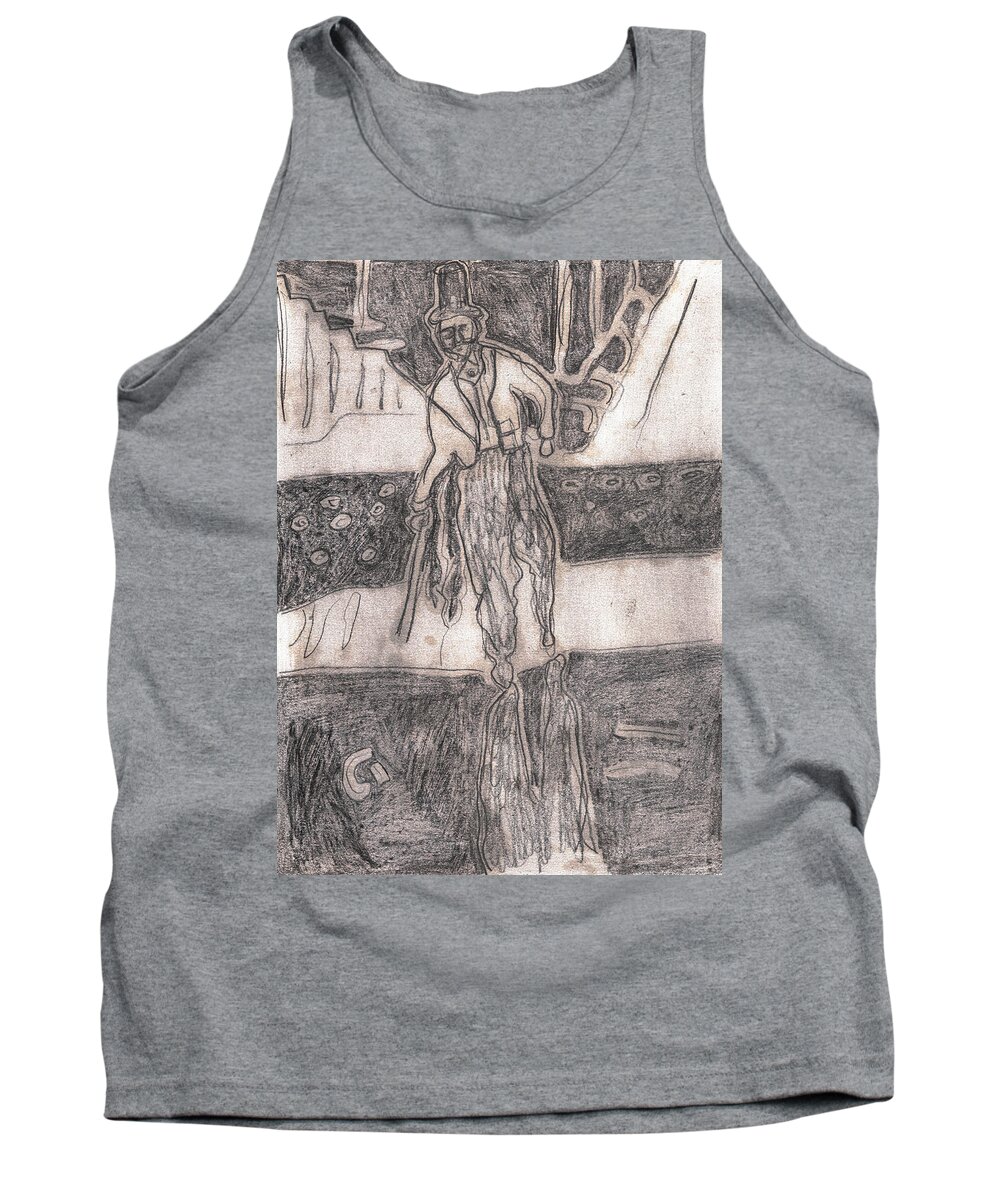 Drawing Tank Top featuring the drawing After Billy Childish Pencil Drawing 24 by Edgeworth Johnstone