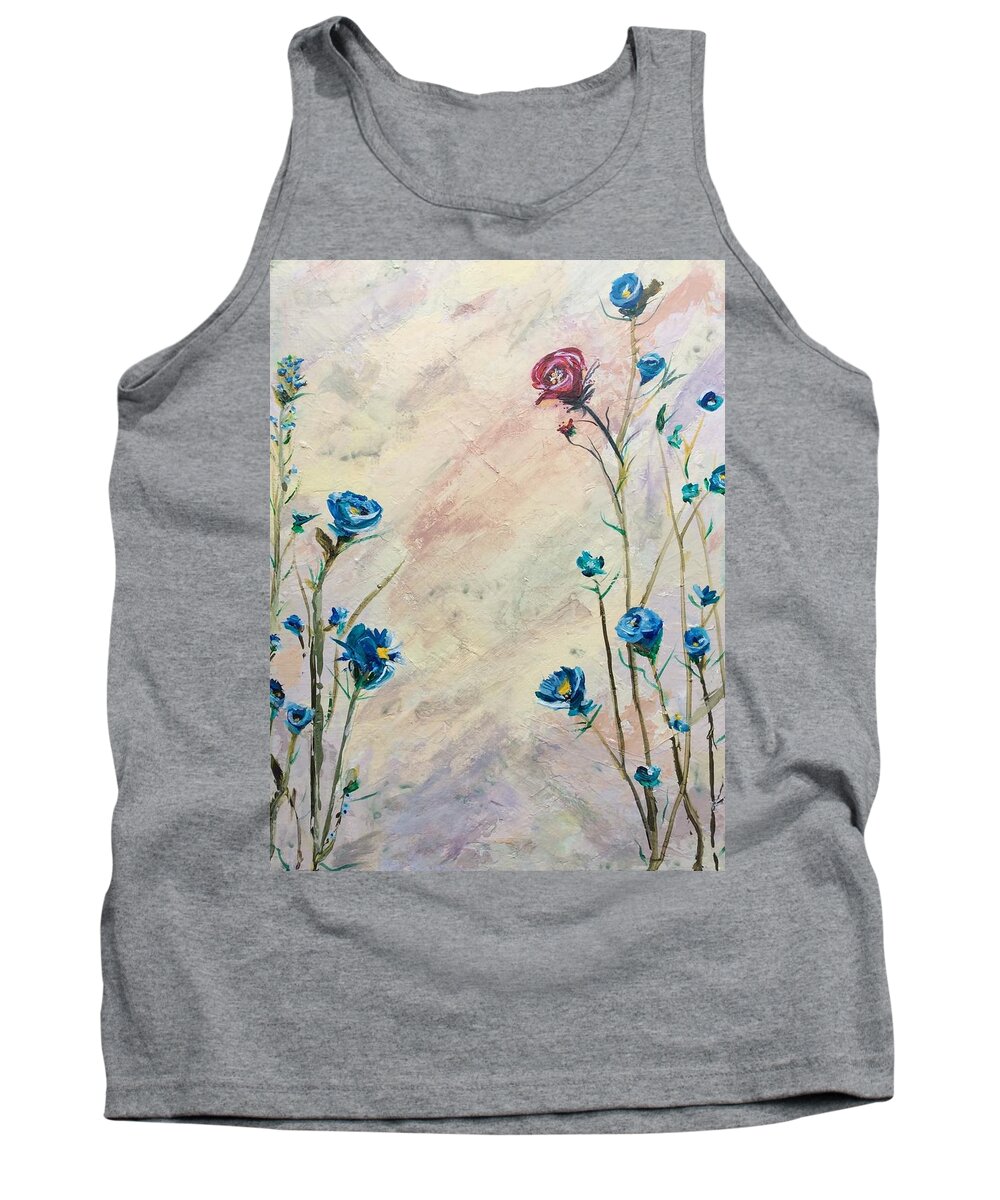 Abstract Flowers Tank Top featuring the painting Against All Odds by Deborah Naves