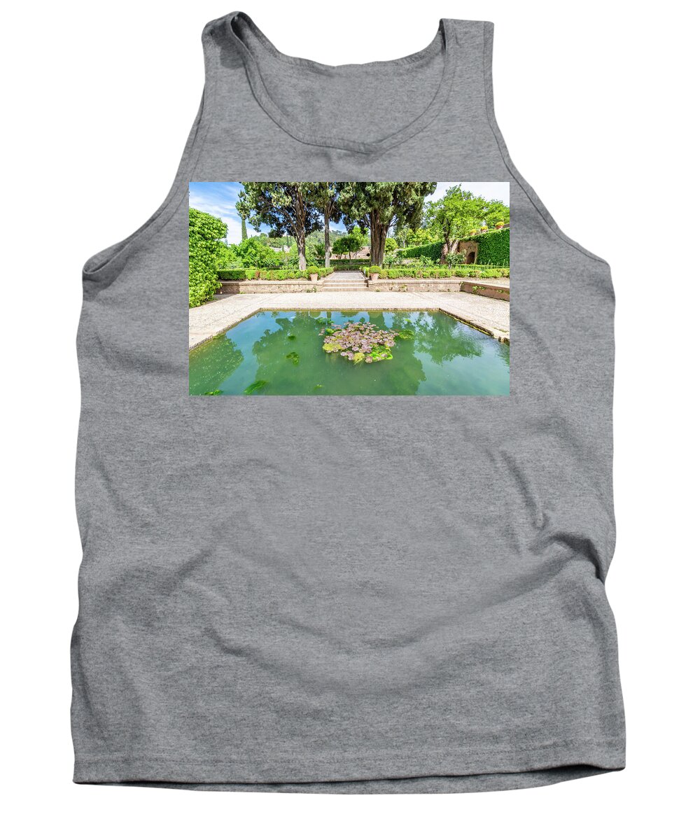 Alhambra Tank Top featuring the photograph Alhambra Pool by Douglas Wielfaert