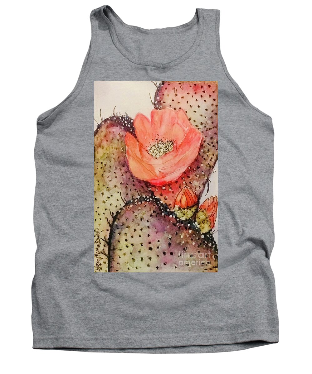 Prickley Pear Tank Top featuring the painting Arizona Is Blooming by Sherry Harradence
