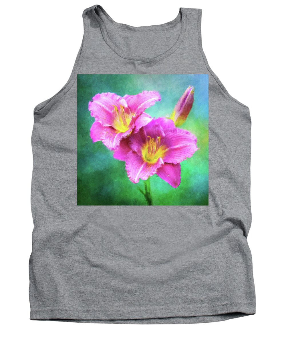 Daylily Tank Top featuring the photograph Dynamic Daylily Duo by Anita Pollak