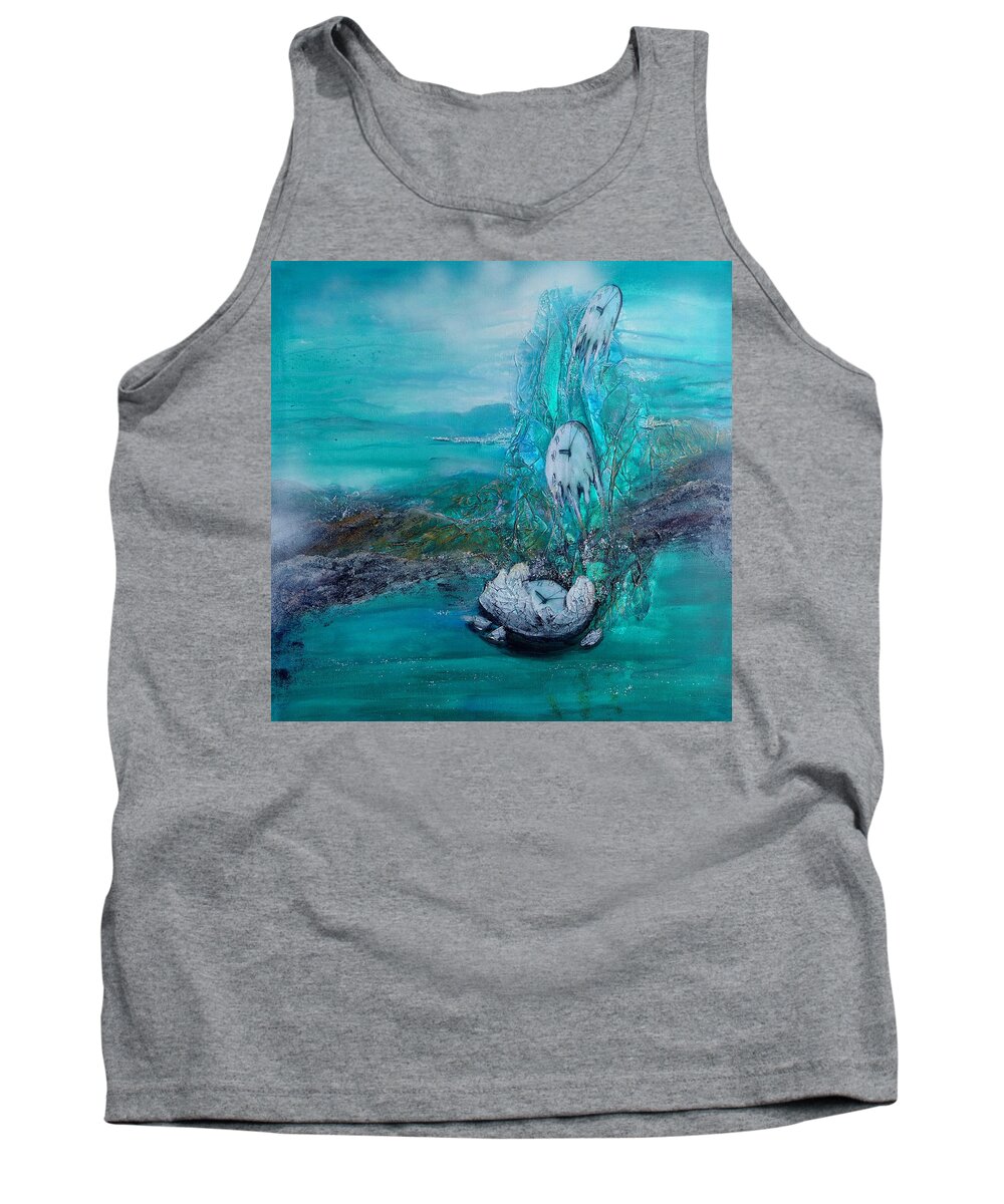 Time Goes By Tank Top featuring the painting Flying watches - as time goes by by Sabina Von Arx