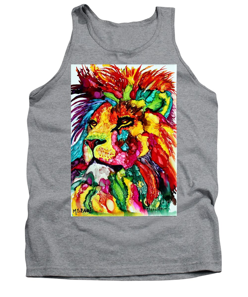 Lion Tank Top featuring the painting Aslan by Maria Barry